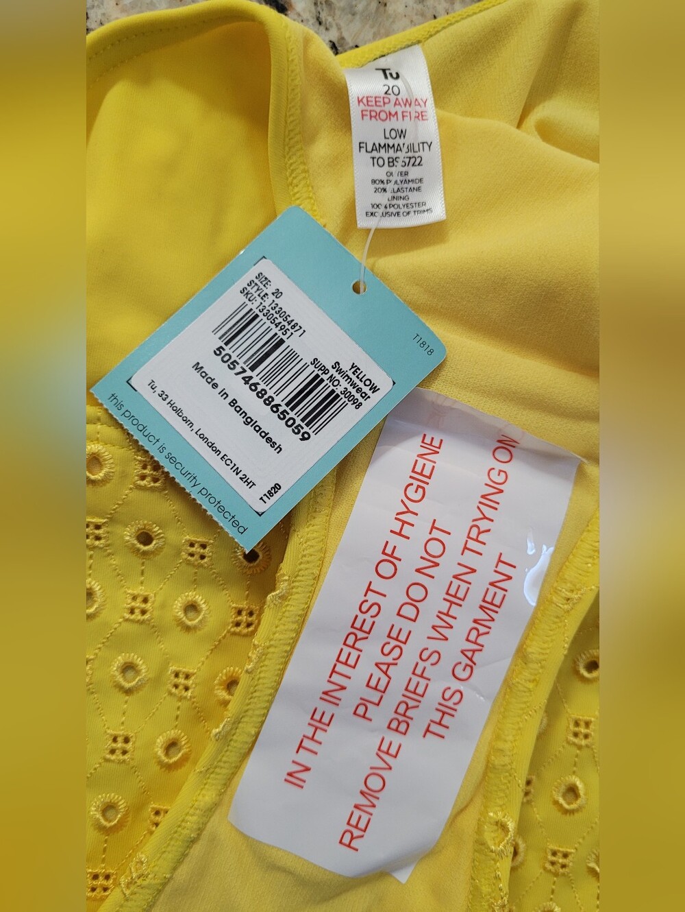 NWT | Tu by Sainsbury's Blue Yellow & White Striped Tankini Set - Picture 15 of 16